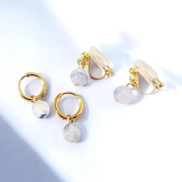 【デュモルチェライトインクォーツ】ミニフープピアス・イヤリング